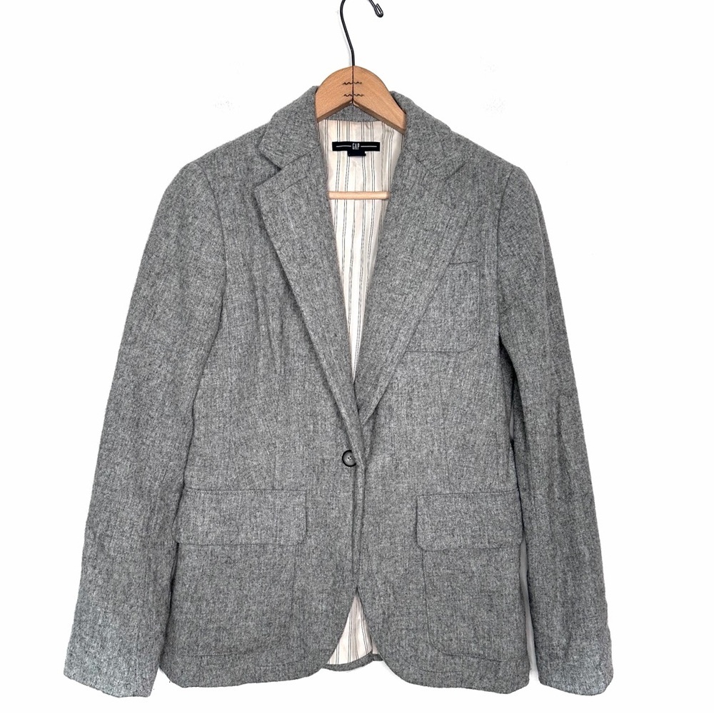 Gap Gray Wool Tailored Single Button Closure Size 6 Y2K